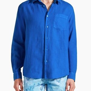 Vilebrequin Men's Royal Blue Linen Shirt